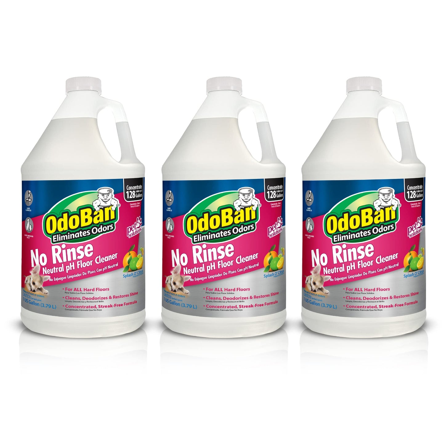 OdoBan Pet Solutions No Rinse Neutral pH Floor Cleaner Concentrate, 3 Gallons, Splash O' Citrus Scent