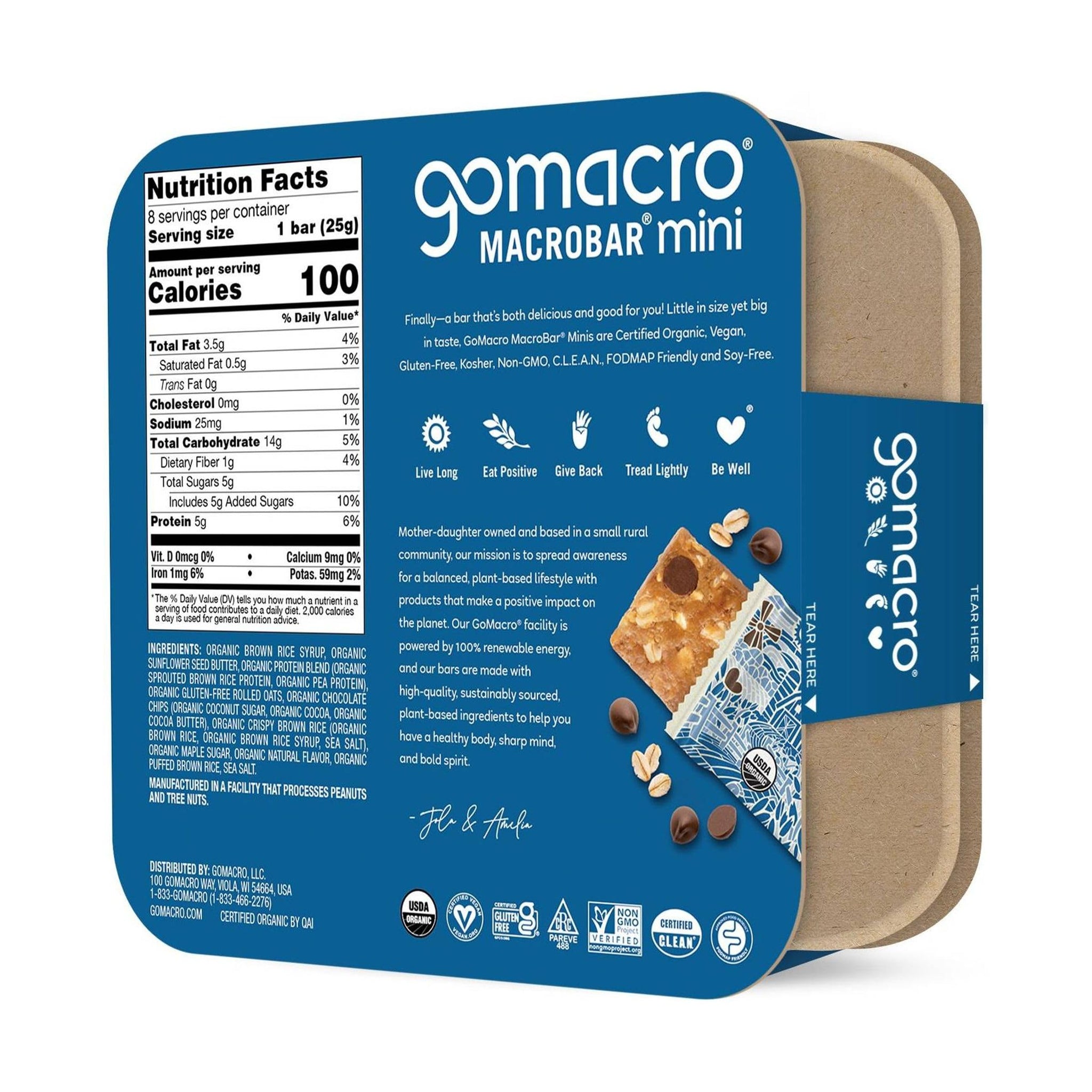 GOMACRO Organic Oatmeal Choc Chip Macrobar Minis 8 Count, 7.2 OZ