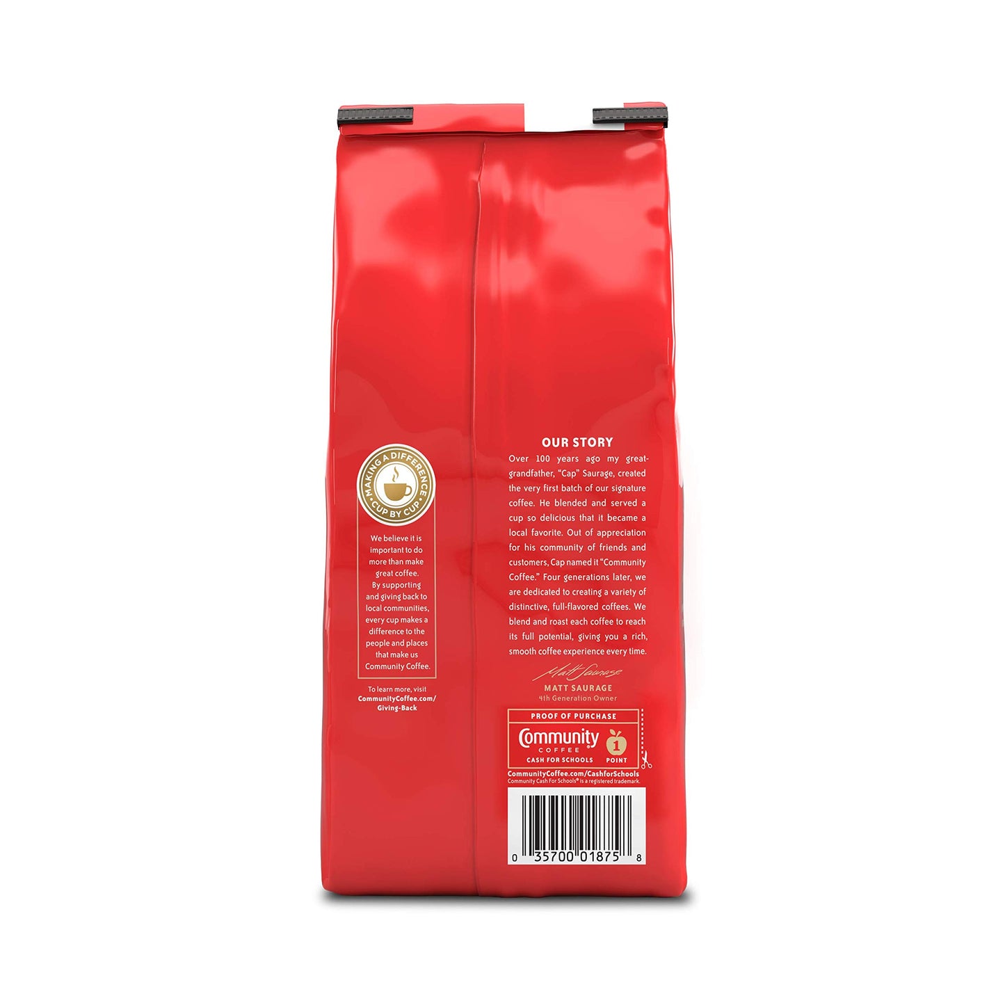 Community Coffee Signature Blend Whole Bean Coffee, Dark Roast, 12 oz Bag (Pack of 1)