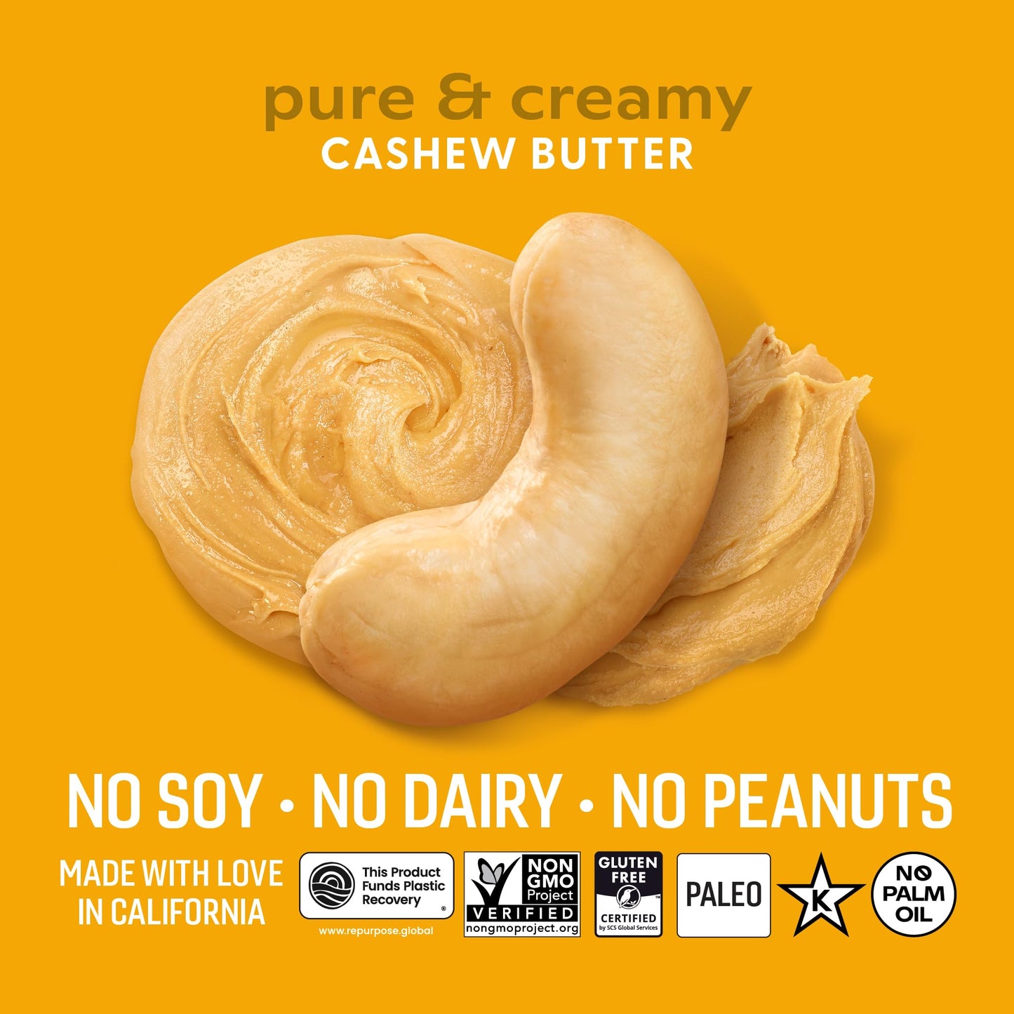 Octonuts Creamy Cashew Butter, 16 oz Jar, No Added Salt, Sugar or Palm Oil - Single Ingredient Nut Spread - Gluten Free, Vegan, Kosher, Paleo