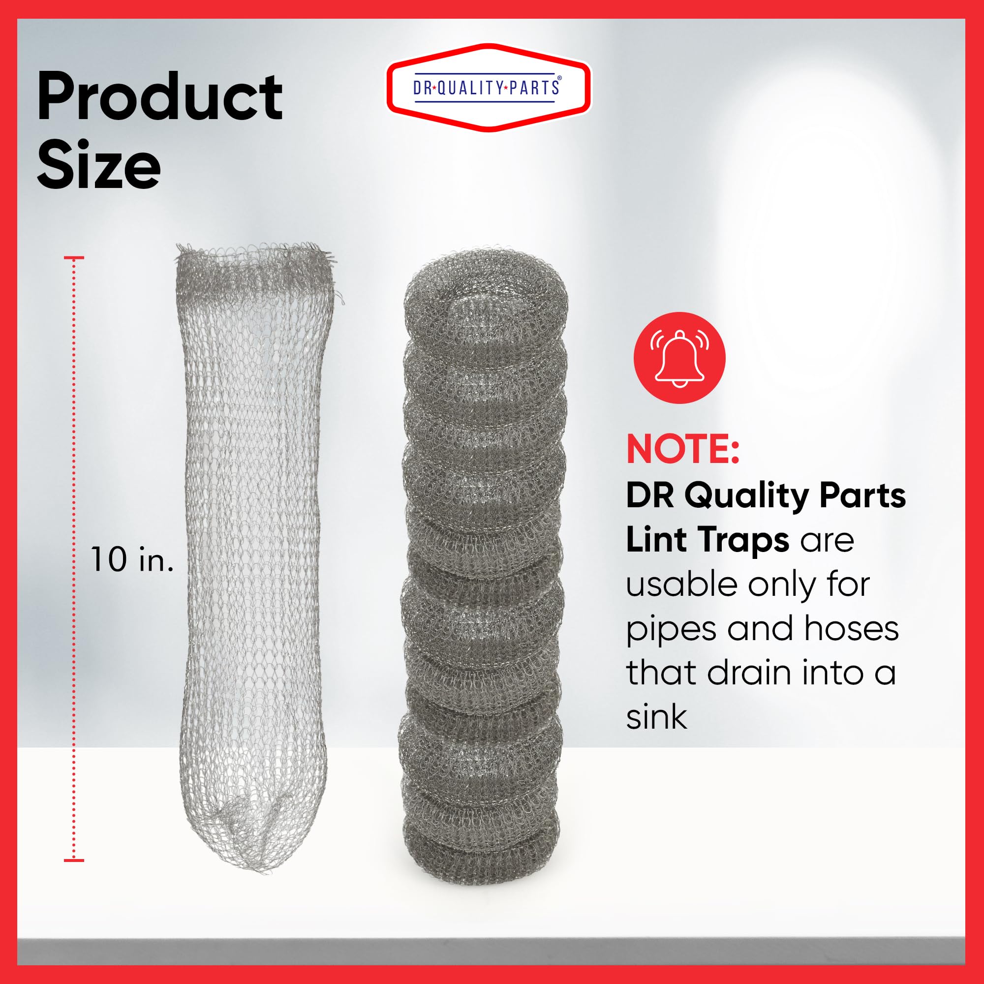 DR Quality Parts Washing Machine Lint Trap - Stainless Steel Hose Filter, Mesh Drain Catcher, Washer Sock Lint Remover, Rust-Free Snare Laundry Filter