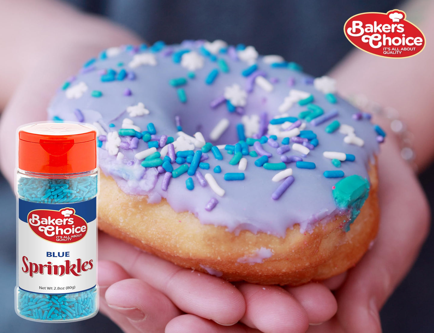 Baker’s Choice, Blue Sprinkles, Dairy-free, 2.8 oz