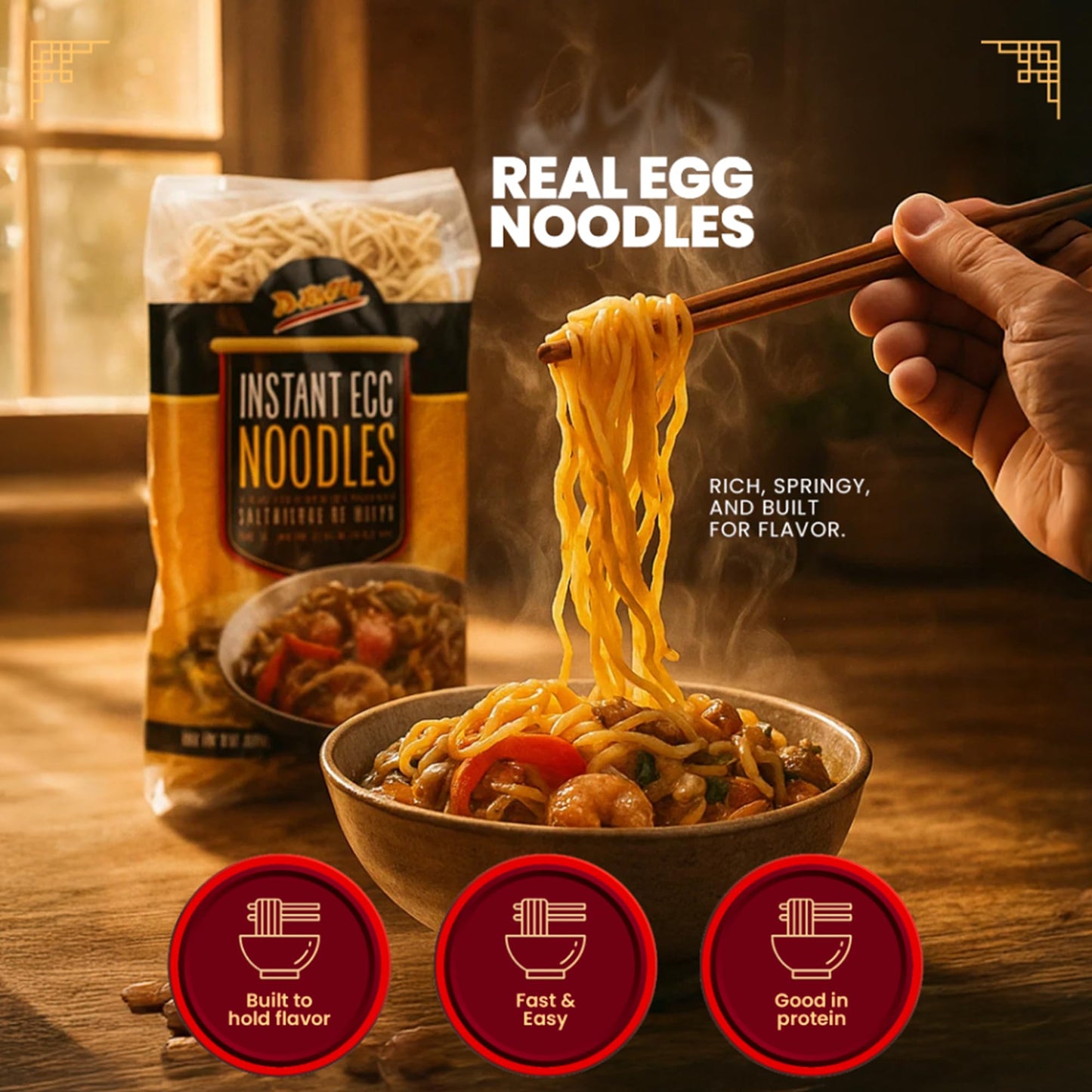 De Mi Pais Egg Noodles - Instant Egg Noodles for Soup, Stir-Fry, Pasta or Ramen Recipes; Traditional Noodles Eggs Crafted in Cambodia Using
