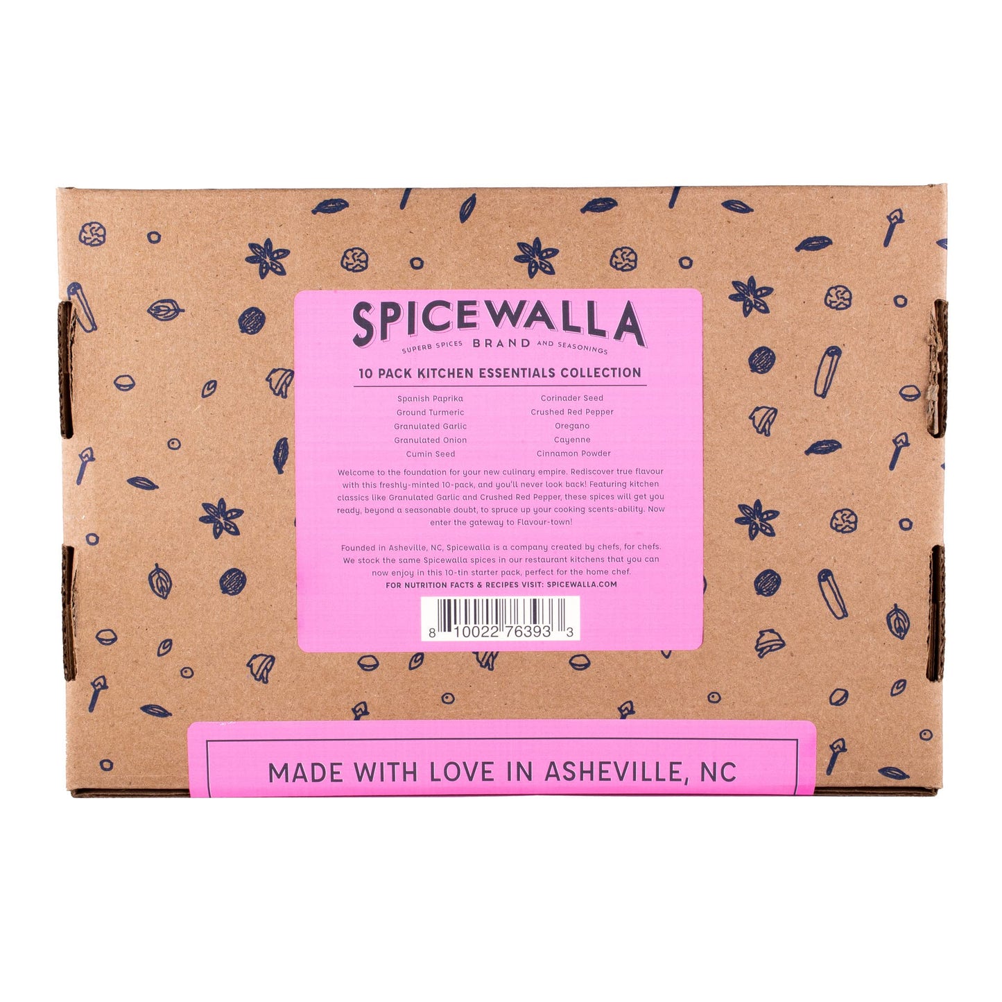 Spicewalla Essential Spices and Seasonings Set 10 Pack Variety | Garlic, Onion, Paprika, Crushed Red Pepper, Oregano, & more| Kitchen Cooking Set