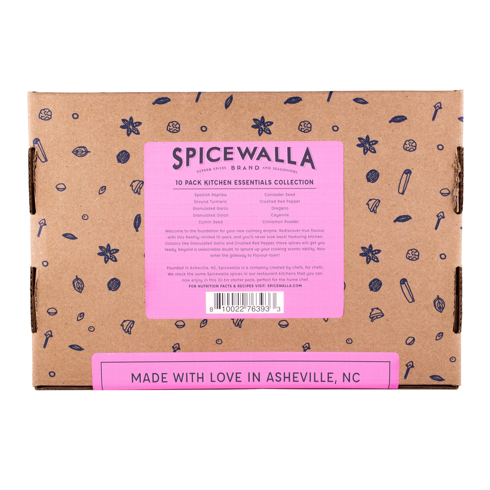 Spicewalla Essential Spices and Seasonings Set 10 Pack Variety | Garlic, Onion, Paprika, Crushed Red Pepper, Oregano, & more| Kitchen Cooking Set
