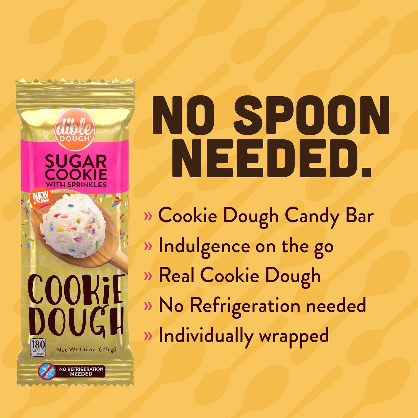 Dible Dough Edible Cookie Dough Bars, All Natural Ingredients, Low Calorie Healthy Snacks - 180 Calories per Serving, Non-refrigerated Snack Bars
