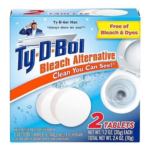 Ty-D-Bol Toilet Bowl Cleaner Tablets, In-Tank Toilet Bowl Tablets, Bleach Alternative, Fragrance Free, 2 Count (Pack of 6)