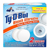 Ty-D-Bol Toilet Bowl Cleaner Tablets, In-Tank Toilet Bowl Tablets, Bleach Alternative, Fragrance Free, 2 Count (Pack of 6)