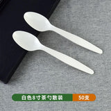 Eco-Friendly 100 Pack Cornstarch 6.5" Disposable Spoons, Durable and Heat Resistant, Alternative to Plastic Spoons, Ivory Heavy Duty Spoons for Party