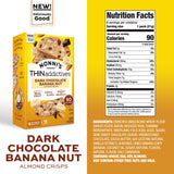 Nonni's THINaddictives Dark Chocolate Banana Nut Crisps 4.4 oz, Lightly Sweet Almond Snack, 6 On-the-Go Packs, 90 Calories, 3 Pack
