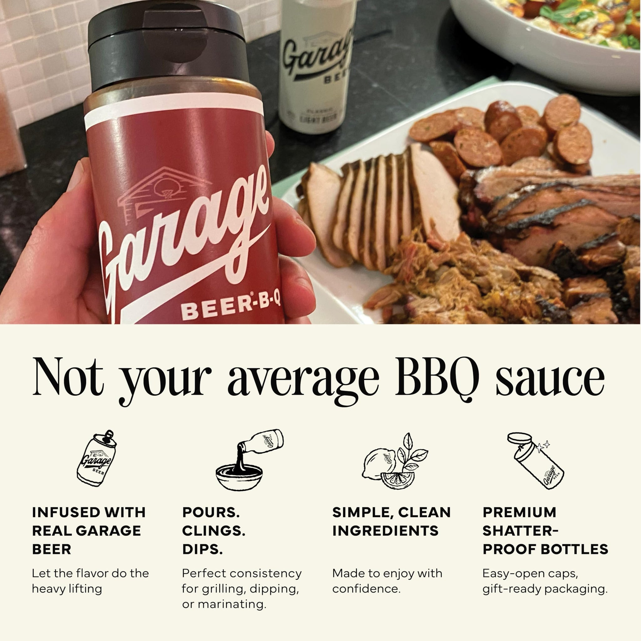 Rufus Teague Official Garage Beer BBQ Sauce Gift, Amped-Up, 15.2oz, 1-Pack