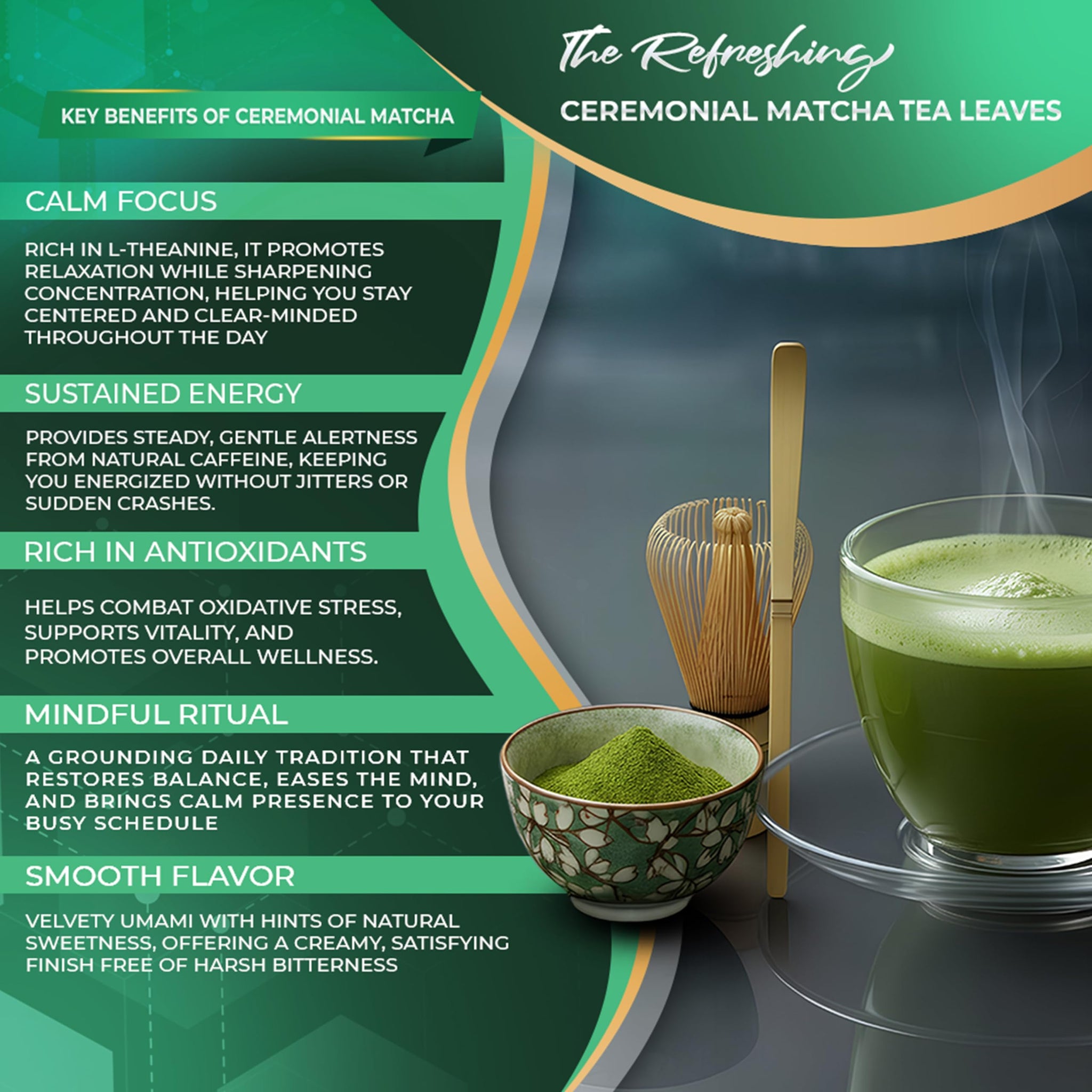 Golden Herbs Matcha Superior Ceremonial Blend Green Tea Powder from Uji, Kyoto, USDA Organic, Gluten-Free Vegan, 100% Pure Unsweetened, No Additivesm