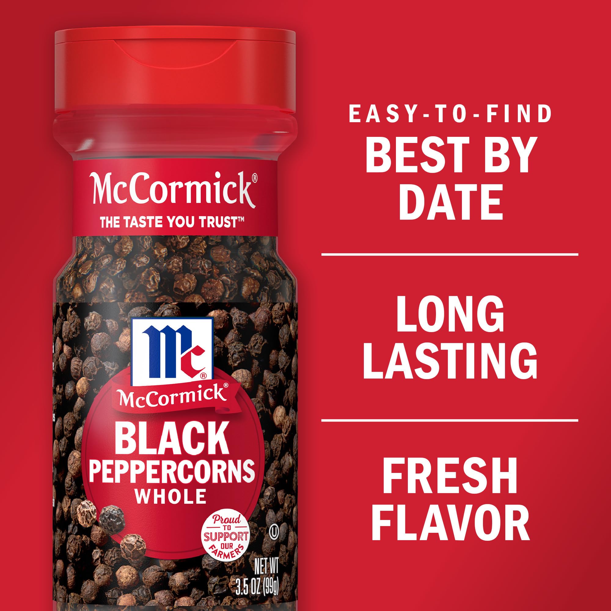 McCormick Whole Black Peppercorns, 3.5 oz