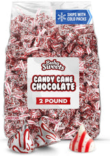 Candy Cane Milk Chocolate Candies - 2lb Bag Approx. 200 Pieces Individually Wrapped Peppermint Flavored Chocolates for Holiday Parties, Stocking