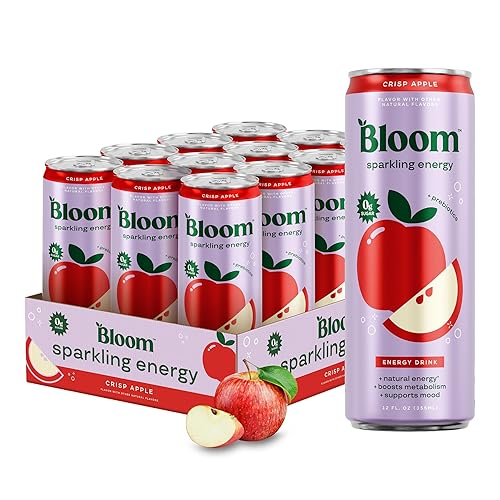 Bloom Nutrition Sparkling Energy Drink - Natural Caffeine, Zero Sugar, 180mg Caffeine - Antioxidant-Rich with Green Coffee Bean, Green Tea Extract