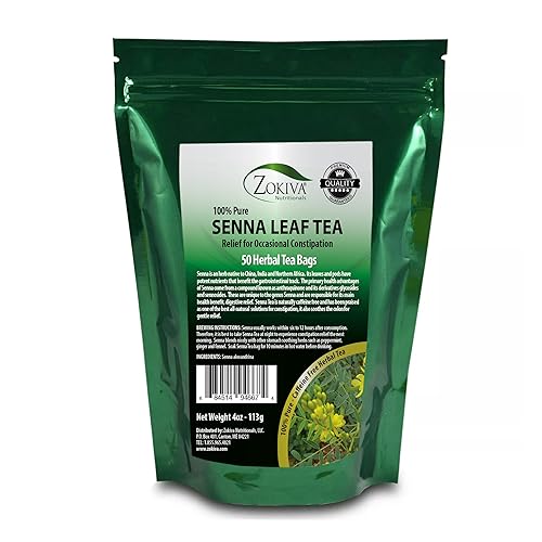 Zokiva Senna Tea - 50 Premium 2g Tea Bags for Constipation Relief and Digestive Health | 100% Natural, Herbal Laxative, Cleanser, and Digestive