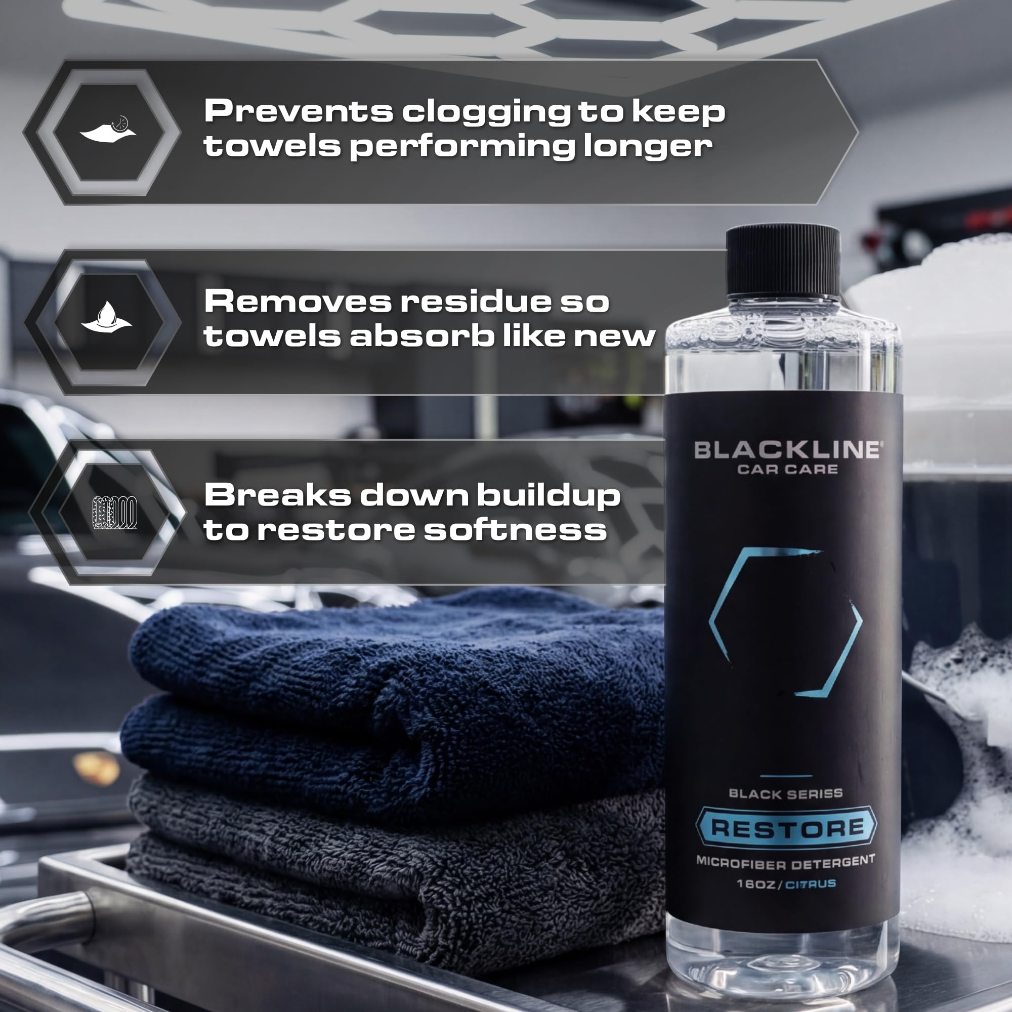 Blackline Restore Microfiber Detergent - Premium Microfiber Wash Detergent, Synthetic Fabrics, Restores Performance, Removes Oils & Odors