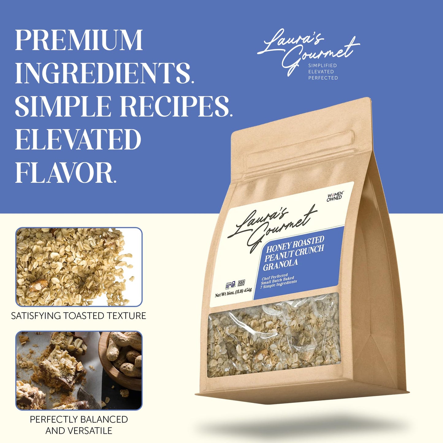 Lauras Gourmet Granola Honey Roasted Peanut Granola, 16 OZ