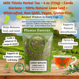 Milk Thistle Herbal Tea - 4 oz (113g) - Cardo Mariano - 100% Natural Loose Leaf - Wildcrafted, Non-GMO, Vegan, Gluten-Free - Resealable Bag - by High