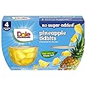 Dole Pineapple Tidbits with No Sugar Added† - Dole Fruit Bowls Snacks - 4 oz Fruit Bowls - 4 Pack