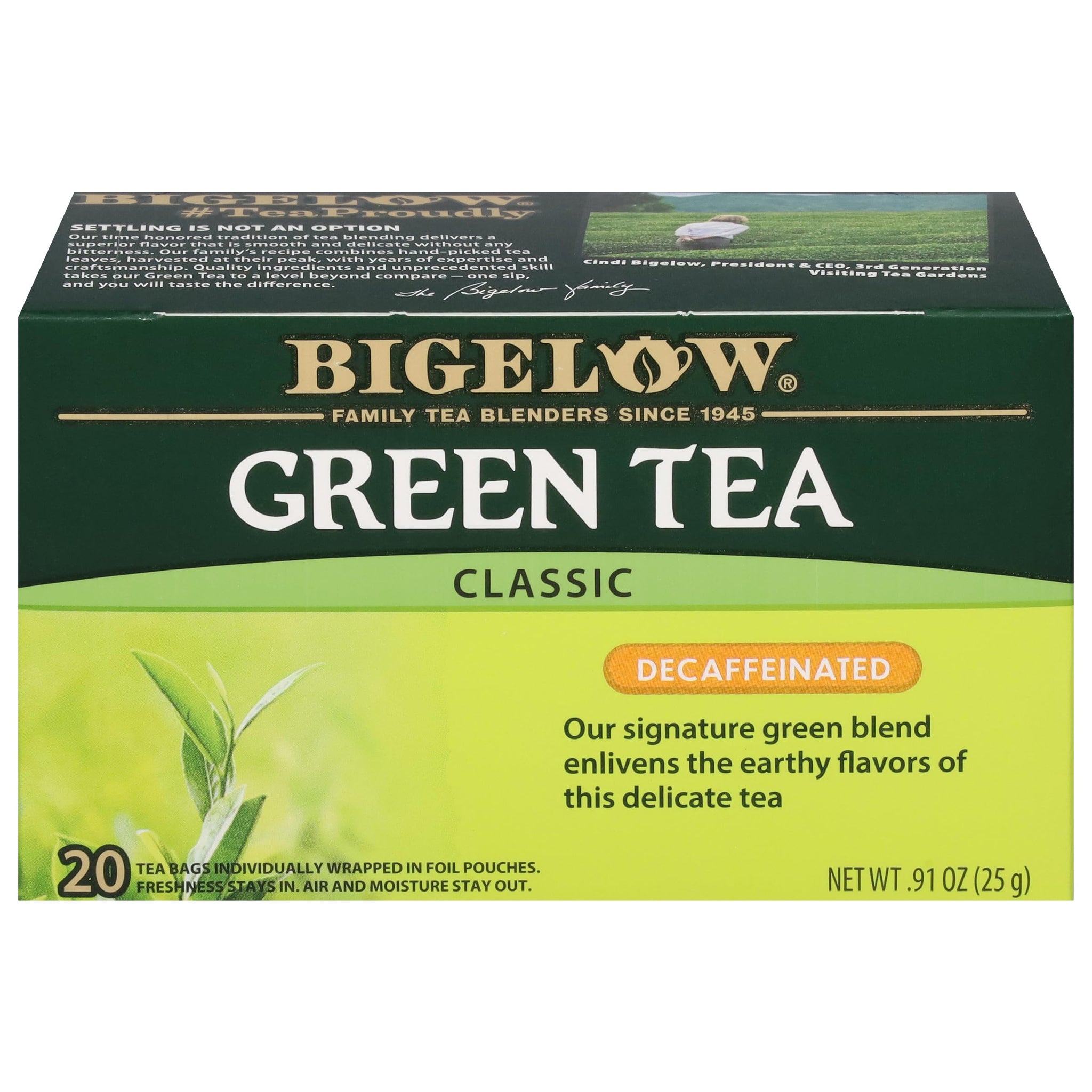 Bigelow Tea Classic Green Tea Decaffeinated, 20 Total Tea Bags (Pack of 1)