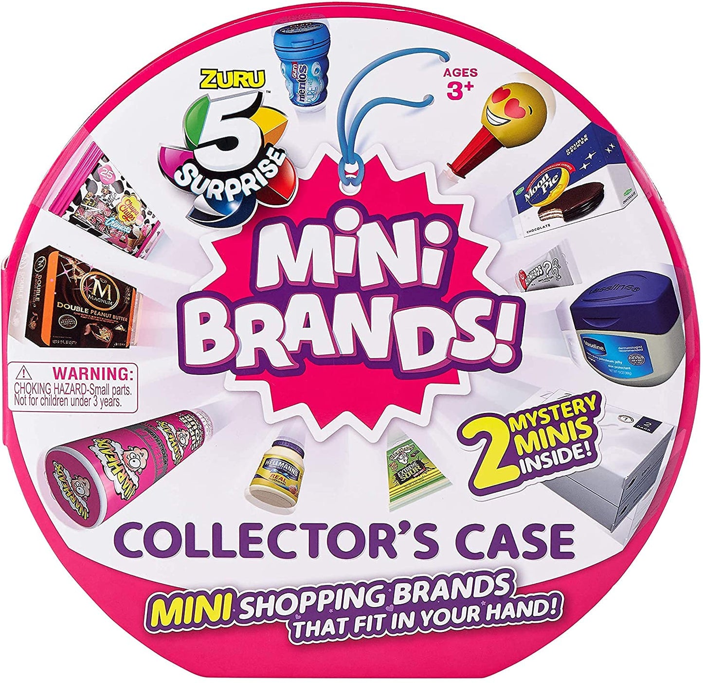 ISD 5 Surprise Mini Brands Bundle with Mini Shopping cart, 2 Mini Brands Balls, and Collector case (Series 1 Bundle), Pink