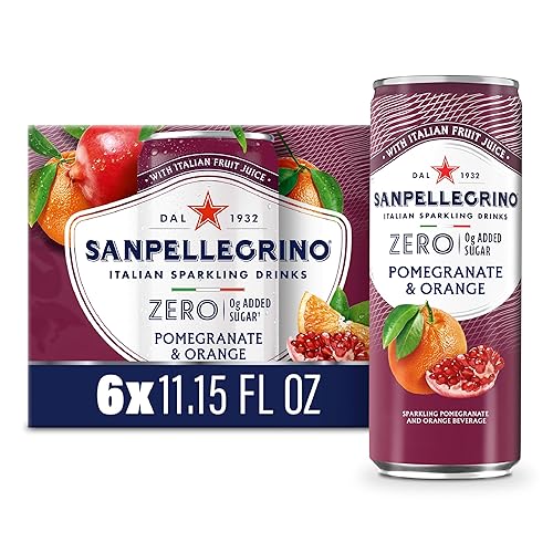 Sanpellegrino Italian Sparkling Drink, Zero Sugar, Pomegranate And Orange, 6 Cans, 11.15 Fl Oz Can
