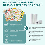 Gecocious Reusable Paper Towels Washable Roll of 24 Paperless Kitchen Cotton Cloth - Super Soft Zero Waste Paper Towel Replacement