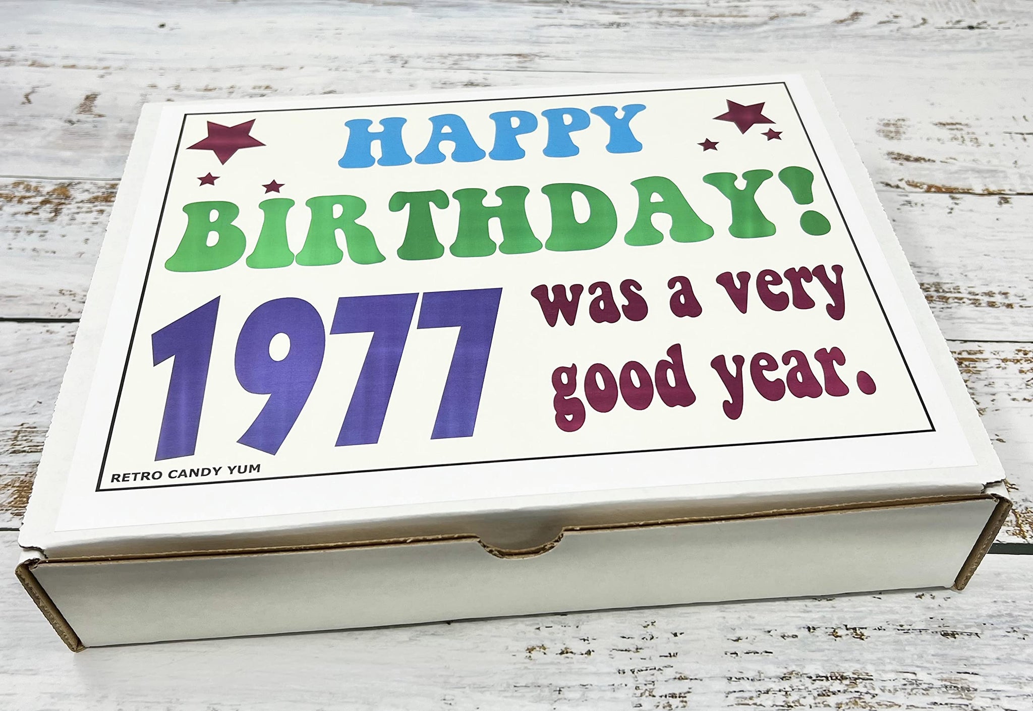 RETRO CANDY YUM ~1977 49th Birthday Gift Box Classic Nostalgic Candy from Childhood for 49 Year Old Man or Woman Born 1977