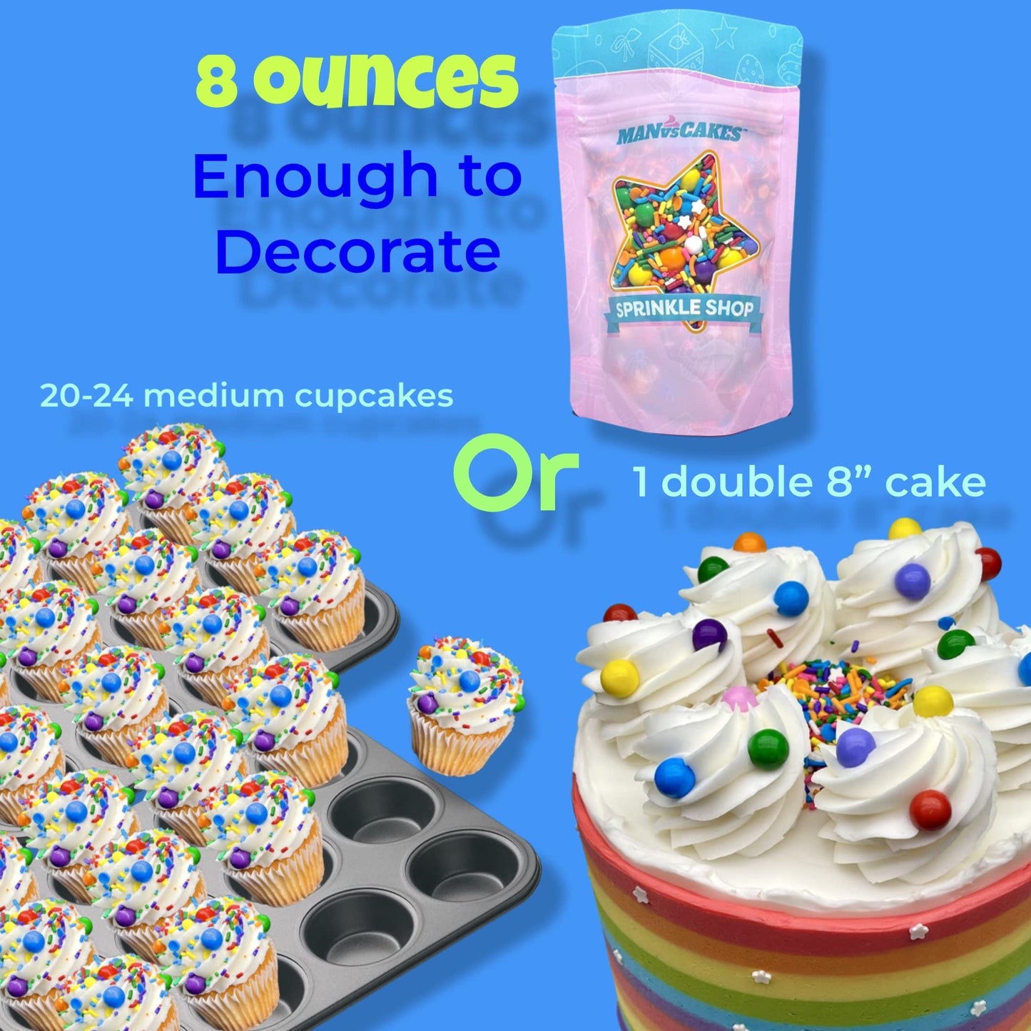 Manvscakes Sprinkles - Themed Sprinkles for Cake Decorating, Sprinkle Mix for Cookies, Ice Cream, Fondant Cake, Gluten Free, Cupcakes & Other