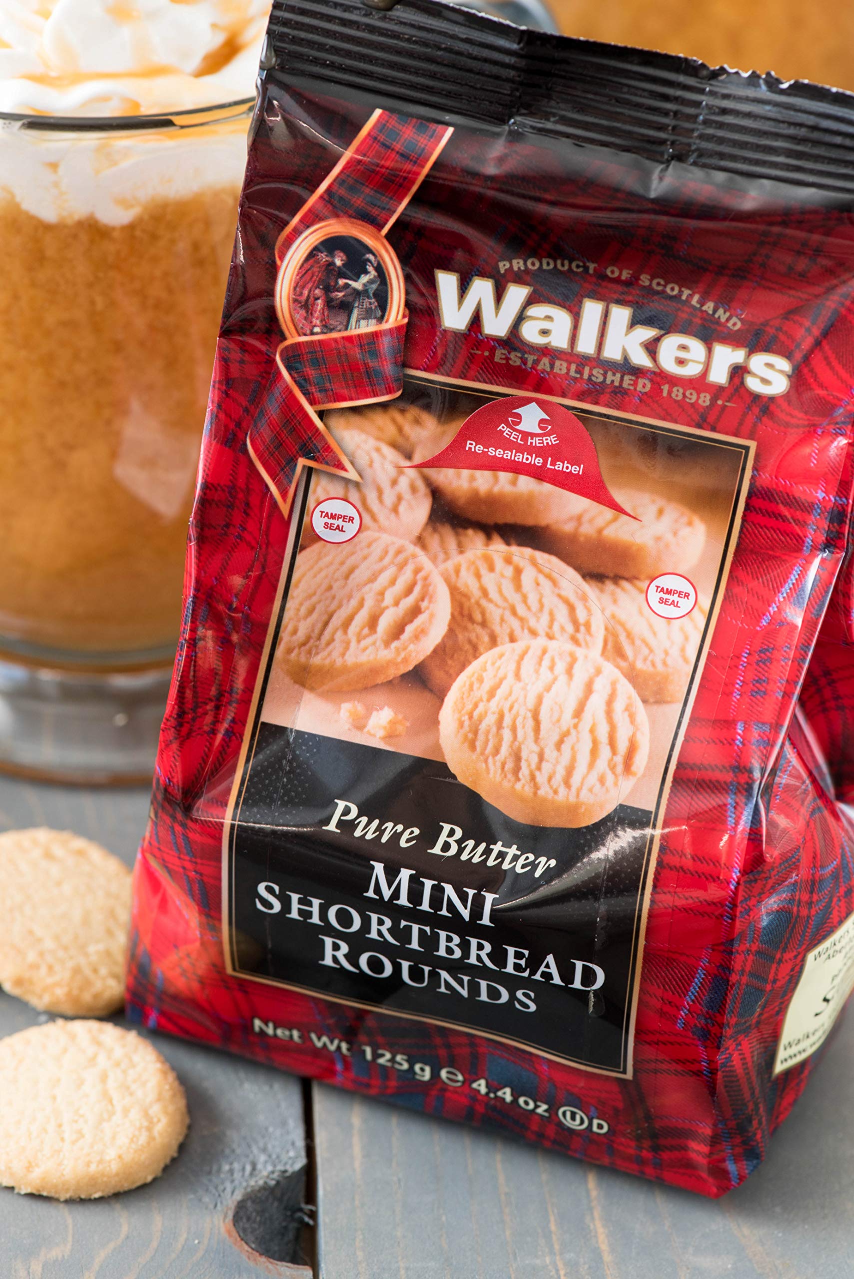 Walker's Shortbread Mini Rounds Cookies, Pure Butter Shortbread Cookies, 4.4 Oz Bag (Pack of 6)