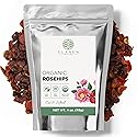 Elanen Naturals Organic Rose Hips 4 oz. (113g), USDA Certified Organic Rosehip Tea, Dried Rose Hips, Whole Rosehips Bulk, Cut & Sifted
