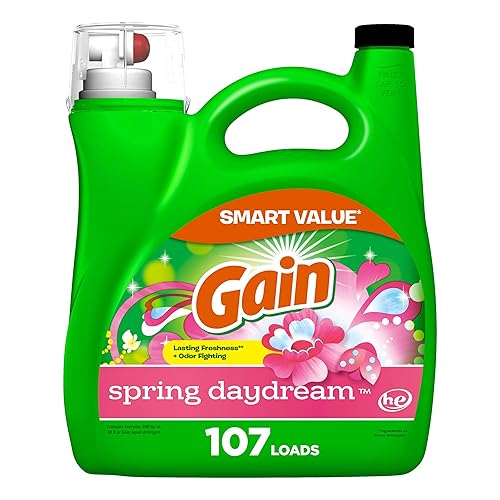 Gain Liquid Laundry Detergent, Spring Daydream Scent, 154 fl oz, 107 loads, Freshness + Odor Fighting, Laundry Detergent Liquid Soap, HE compatible