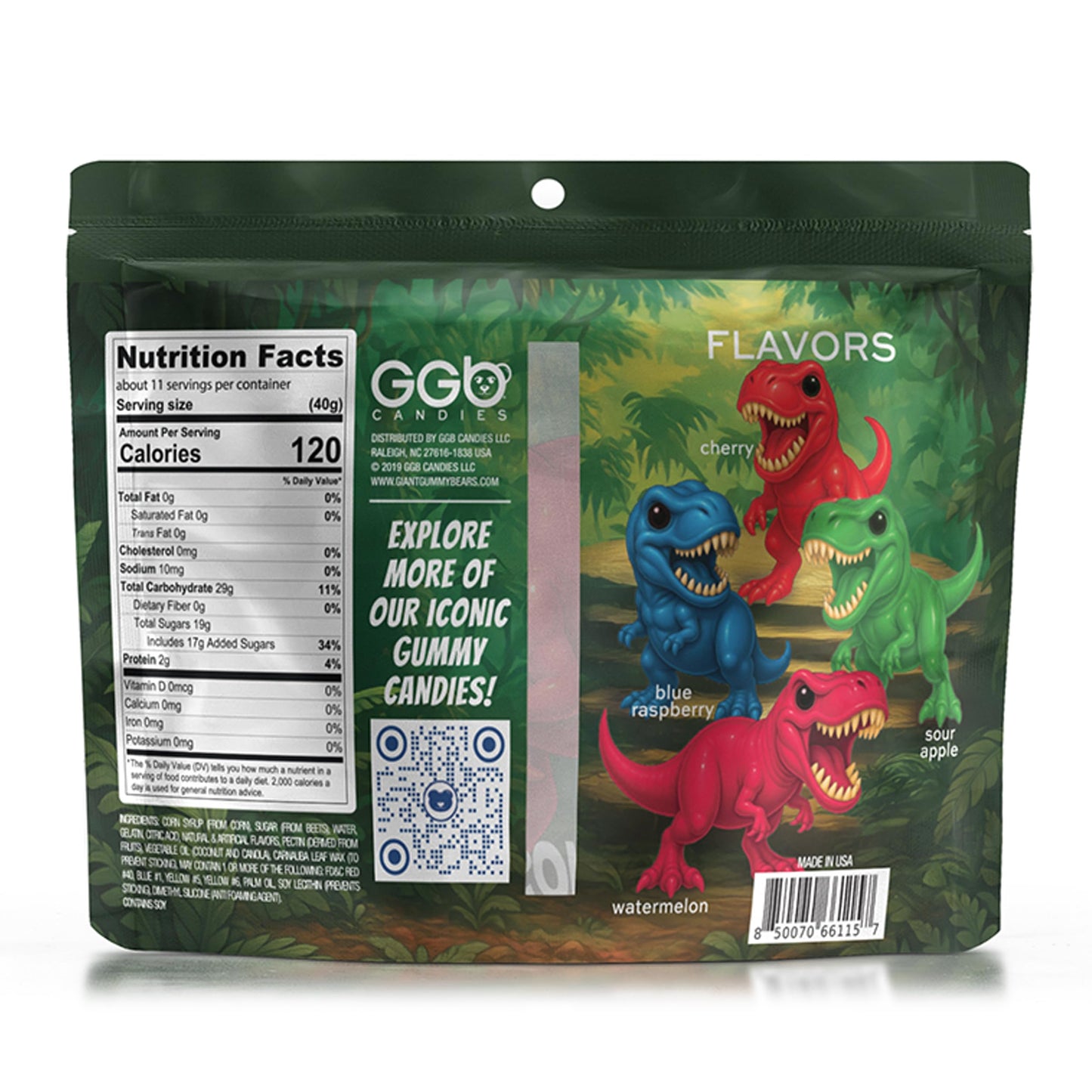 Giant Gummy Dinosaur - Stomp into a Prehistoric Adventure with Delicious Flavors from GGB Candies, the Ultimate Candy Experience! (Blue Raspberry)