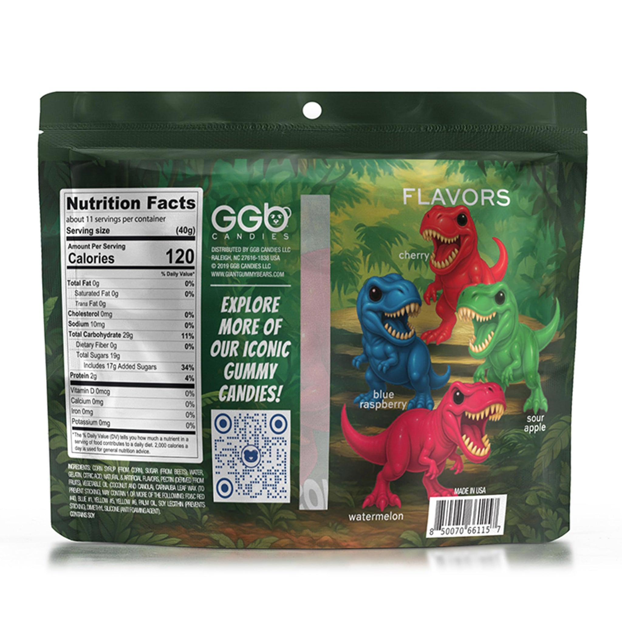 Giant Gummy Dinosaur - Stomp into a Prehistoric Adventure with Delicious Flavors from GGB Candies, the Ultimate Candy Experience! (Blue Raspberry)
