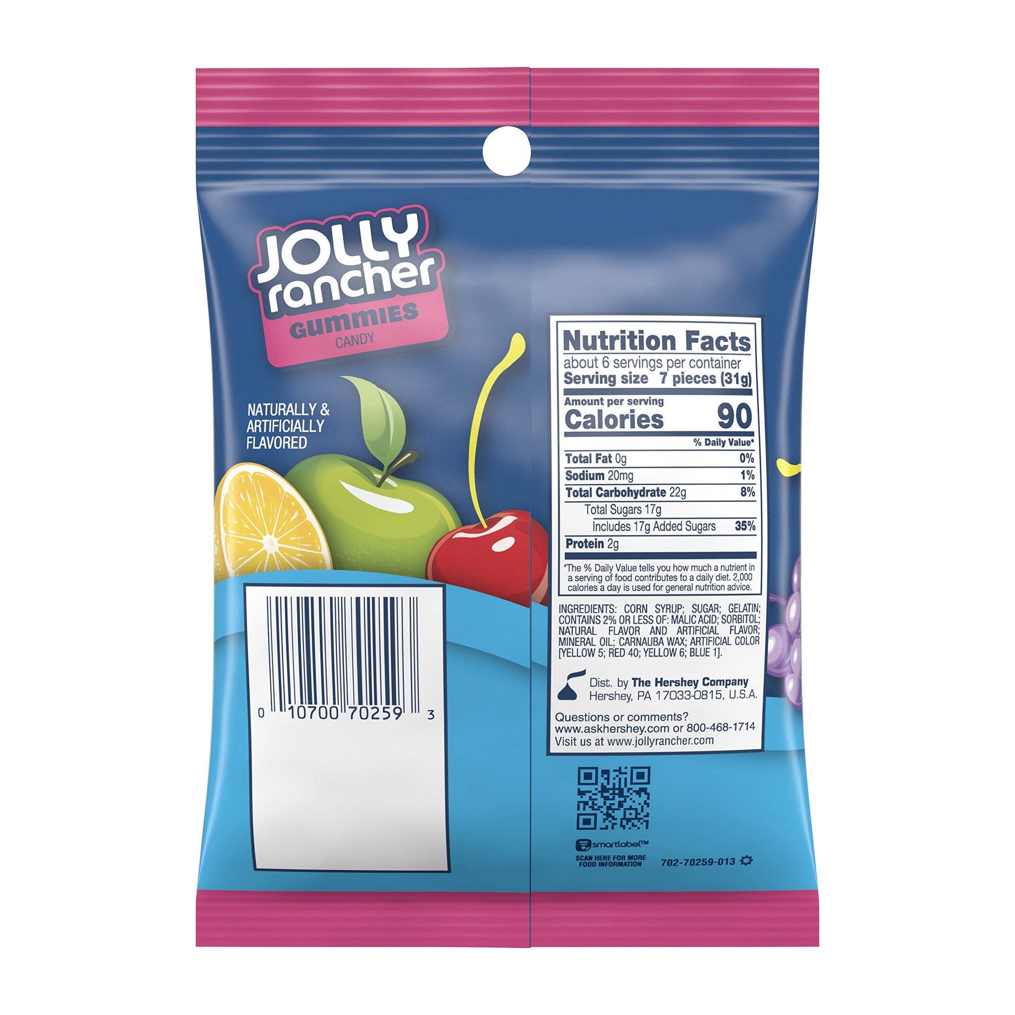 JOLLY RANCHER Gummies Candy, Original, 7 Ounce (Pack of 12)