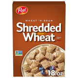 Post Wheat n Bran® Shredded Wheat, Breakfast Cereal, Excellent Source of Fiber, Kosher, 18 oz Box