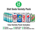 Soda Variety Pack - Assortment Popular Flavors - Home, Office or Party Refrigerator Restock Pack - By MaxPax (Diet Soda Variety, 24 Pack)