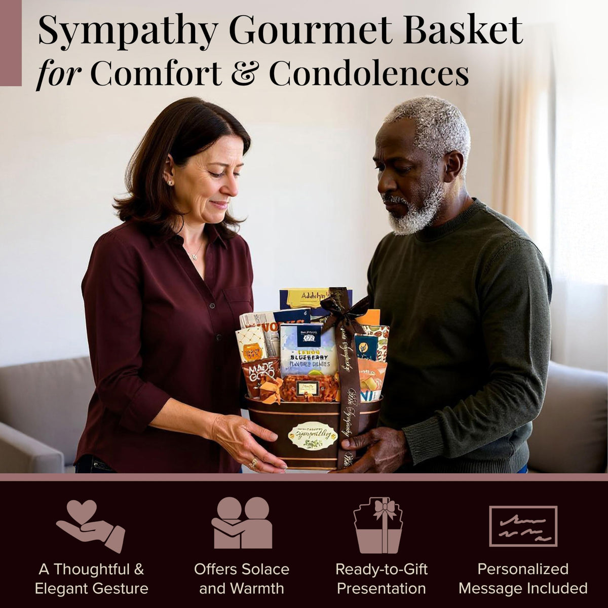 Broadway Basketeers Sympathy Gift Basket with Sweet & Savory Snacks