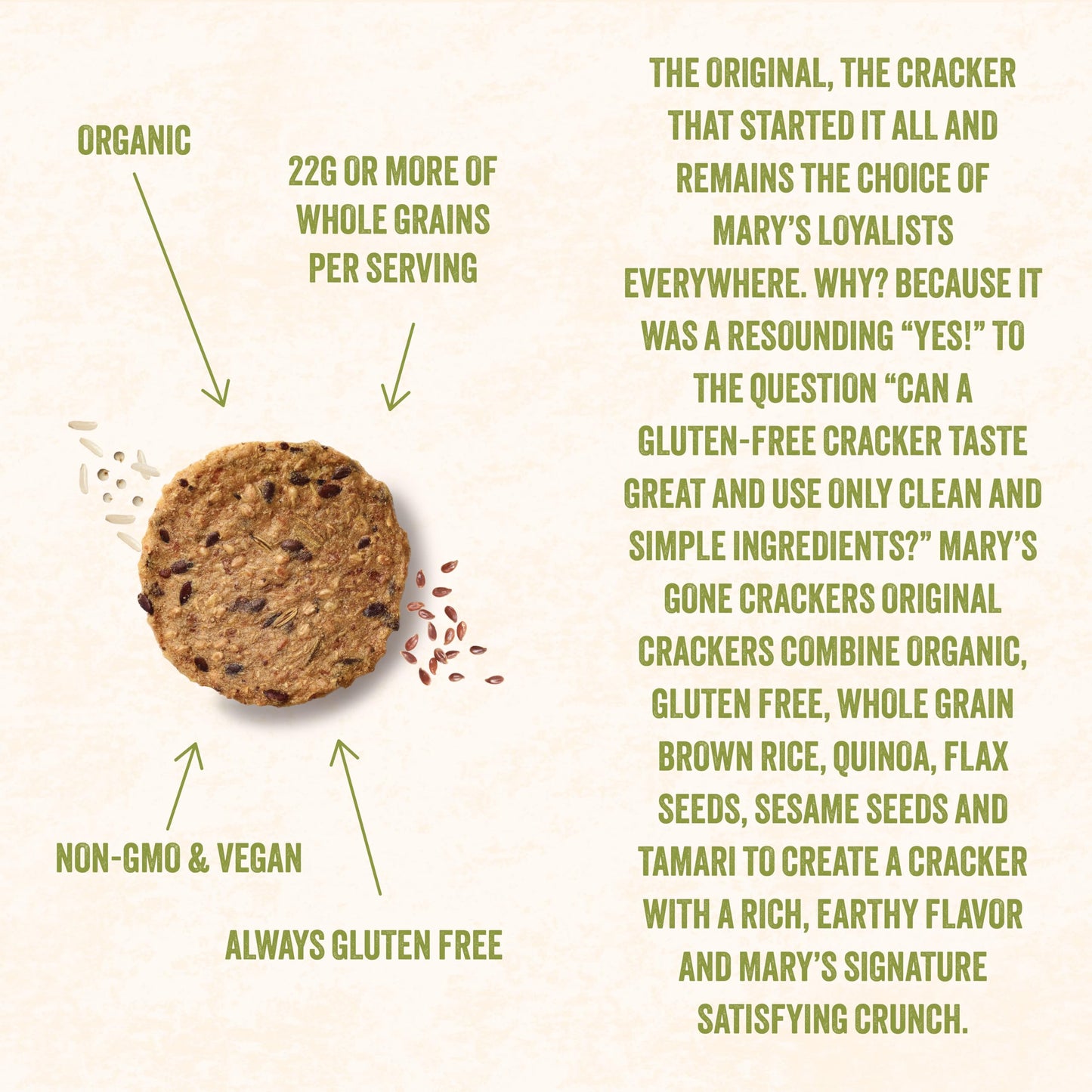 Mary's Gone Crackers Herb Crackers, Organic Brown Rice, Flax & Sesame Seeds, Gluten Free, 6.5 Ounce