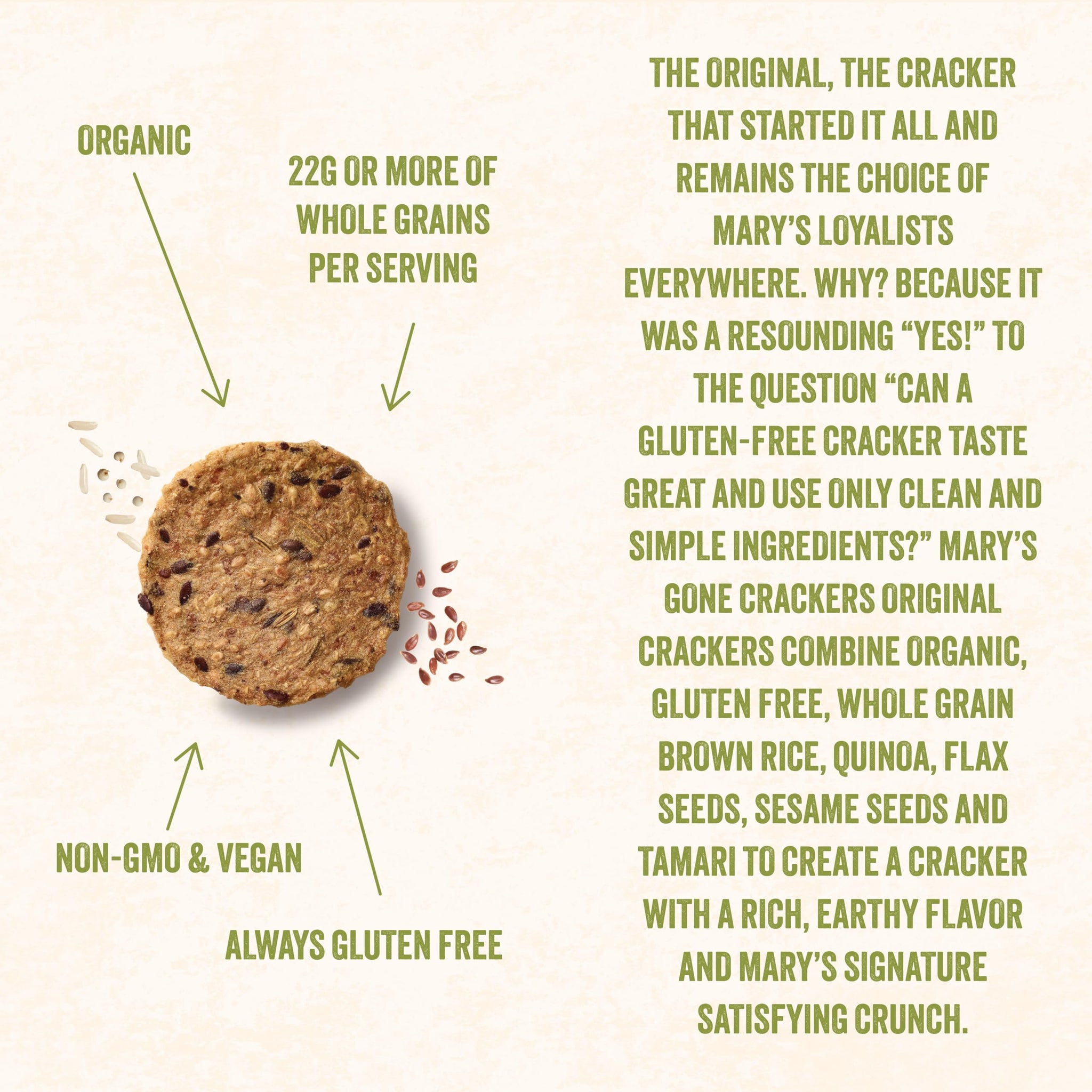 Mary's Gone Crackers Herb Crackers, Organic Brown Rice, Flax & Sesame Seeds, Gluten Free, 6.5 Ounce