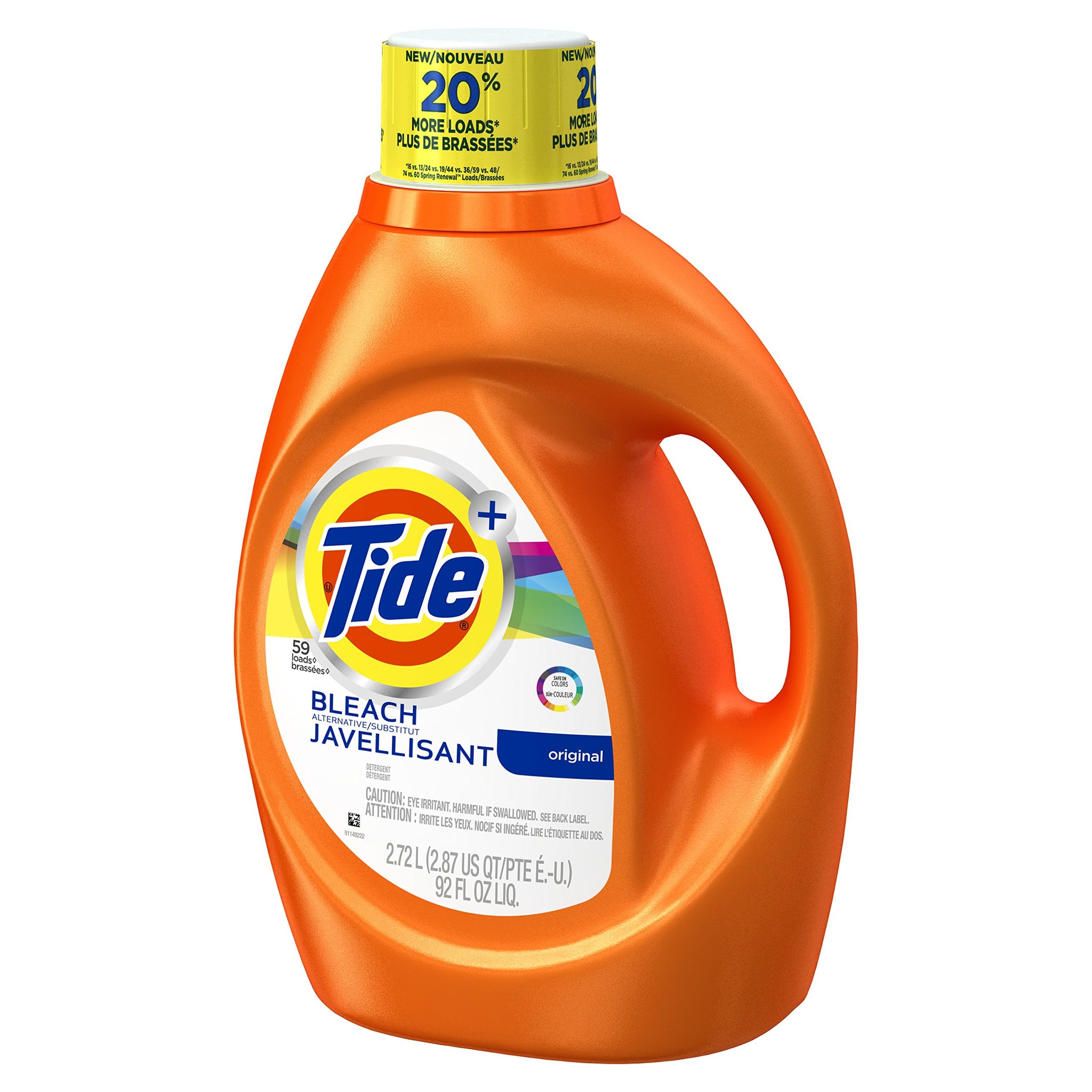 Tide Plus Bleach Alternative Safe on Colors Liquid Laundry Detergent, Original Scent, 2.72 L (59 Loads)