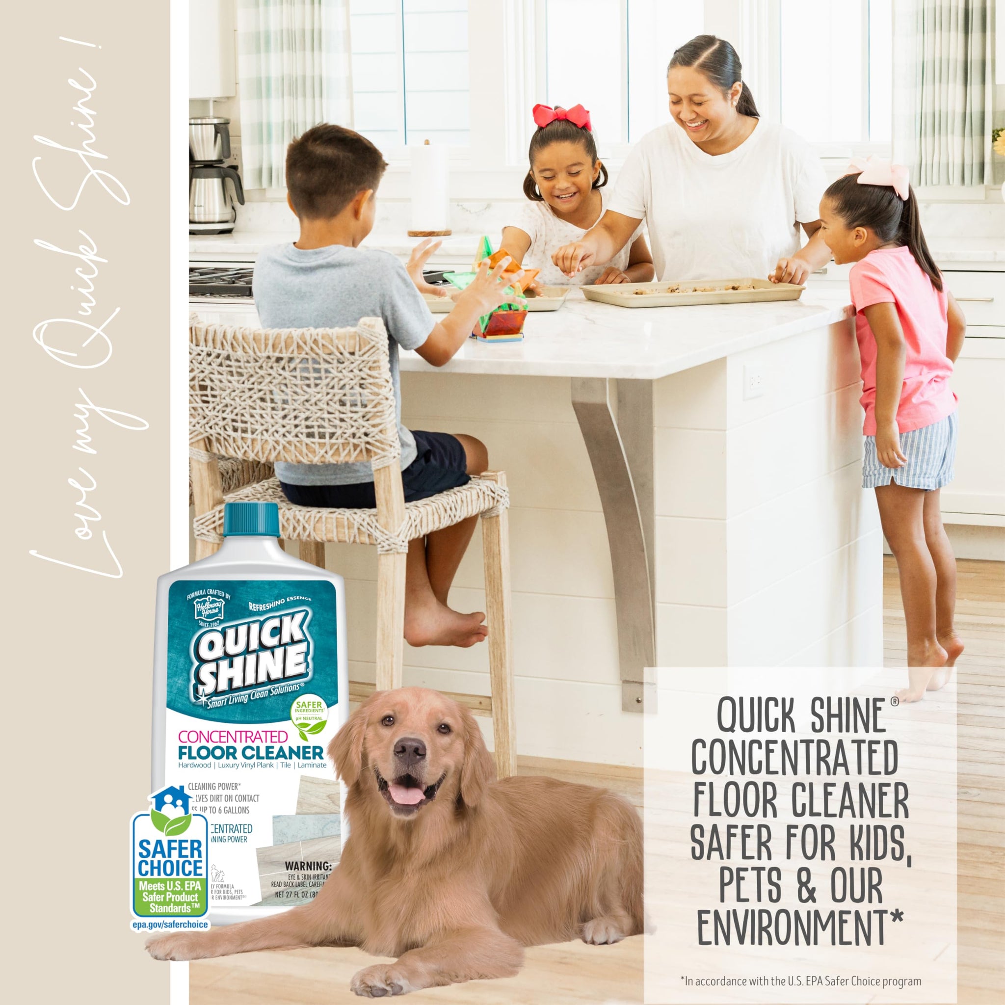 Quick Shine Multi Surface Concentrated Floor Cleaner 27oz Use on Hardwood, Laminate, Luxury Vinyl Plank LVT, Tile & Stone Dirt Dissolving & Powerful