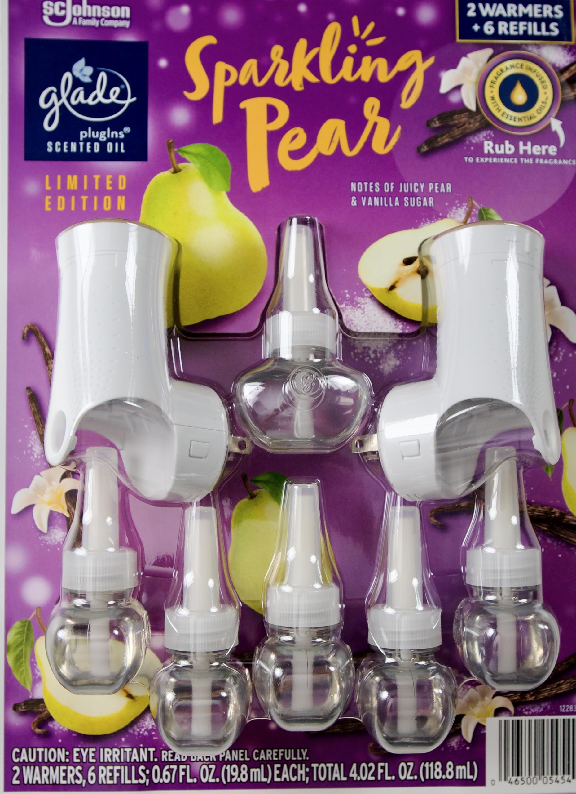 Glade Plugins Sparkling Pear Scented Oils, 2 Warmers + 6 Refills