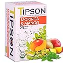 Tipson Organic Moringa Caffeine Free Herbal Tea - Mango Flavor - 25 Premium Double Chambered Bags -Superfood Tea - Keto/Paleo Diet Compatible