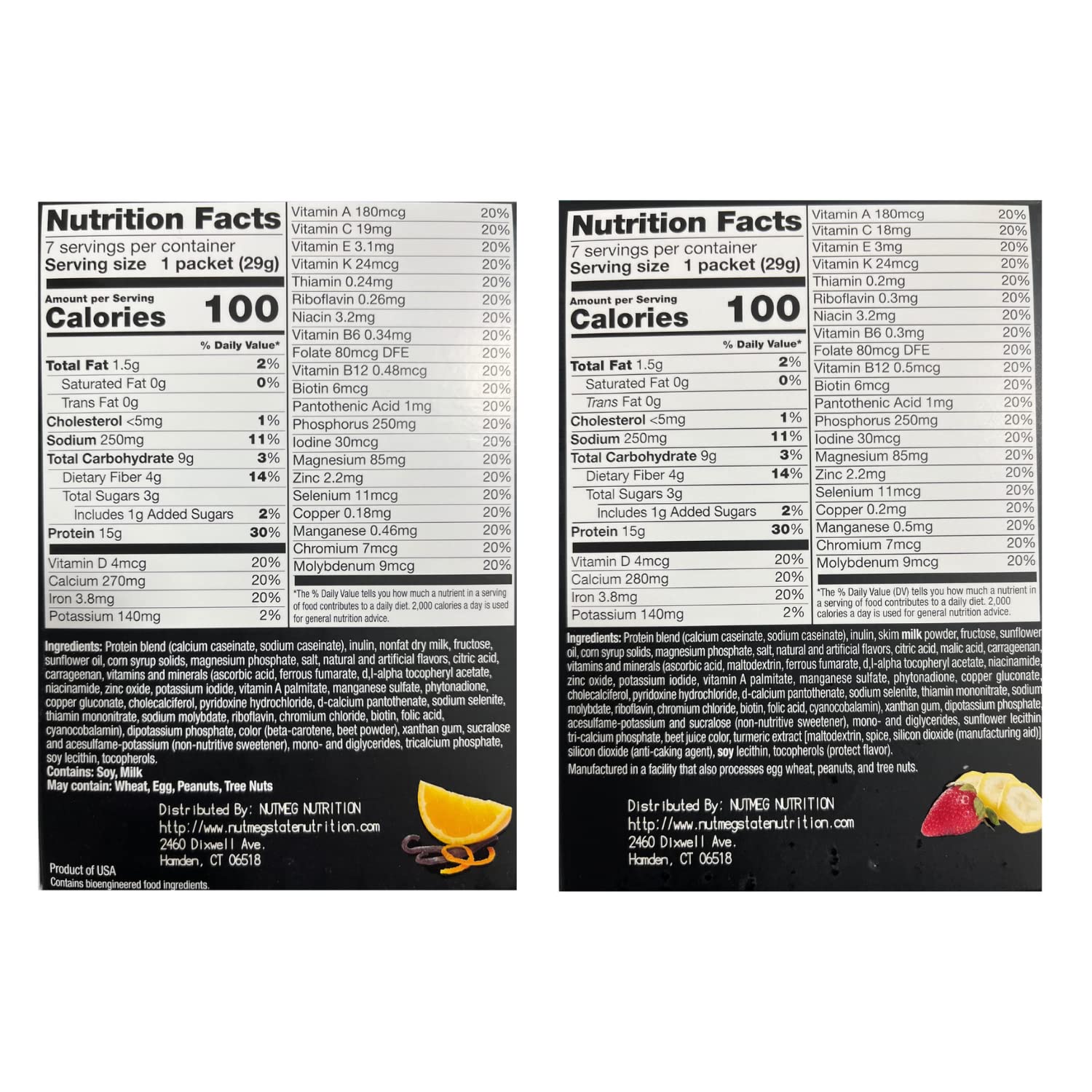 PROTIFIT - High Protein Orange Creamsicle & Strawberry Banana Pudding & Shake Mix 2 Pack, 15g Protein, Low Calorie, Low Fat, Low Carb, Aspartame Free