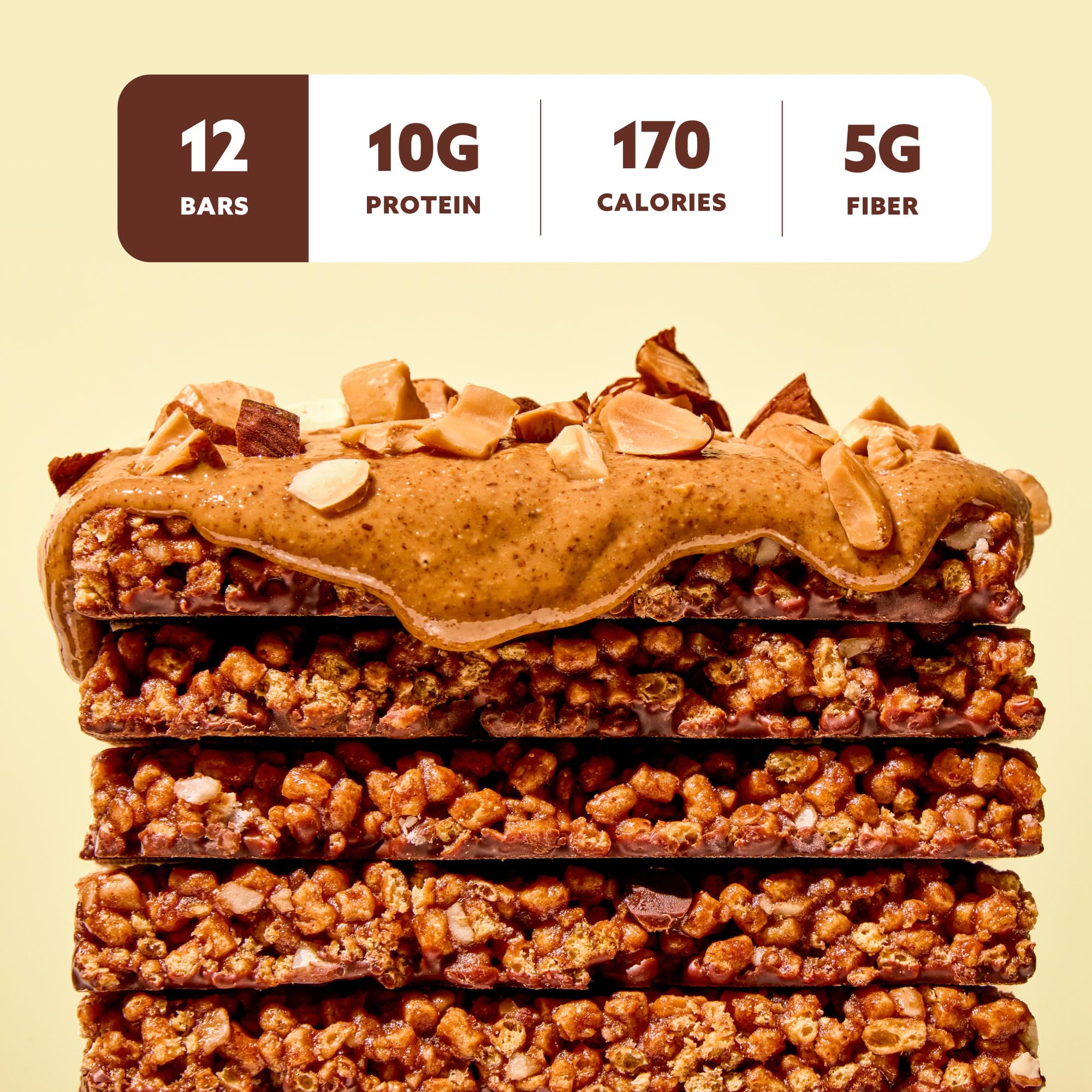 Mezcla Puff-Crispy Plant Based Protein Bars - Almond Butter Chocolate - Healthy Snacks for Adults & Kids - Perfect School, Travel, & Office Snacks