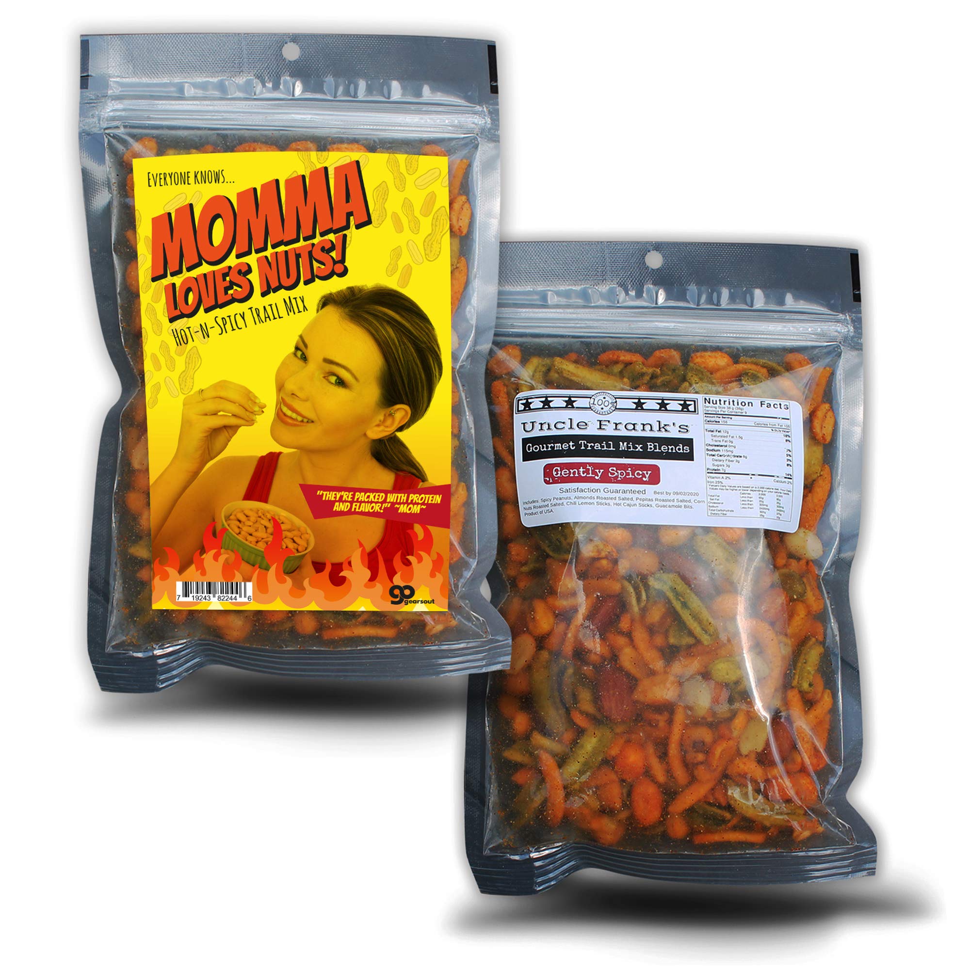 Gears Out Momma Loves Nuts Spicy Trail Mix - Funny Snacks for Women - Spicy Blend, Made in The USA