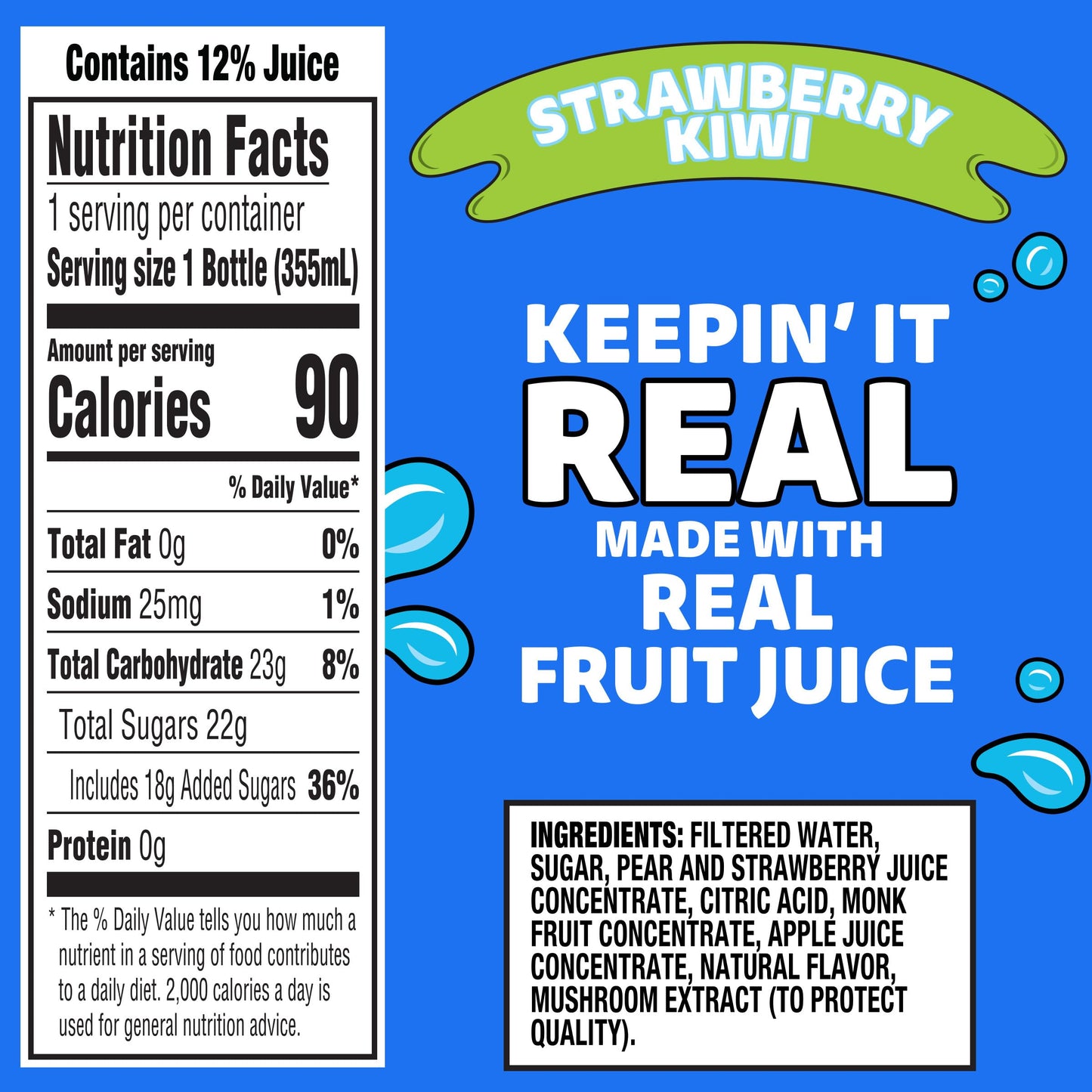 Capri Sun Strawberry Kiwi Flavored Juice Drink Blend from concentrate with other natural flavors, 12 fl oz Bottle