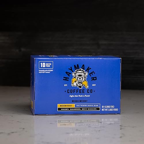 Haymaker Coffee, Medium Roast, K-Cup Coffee Pods, 10 Ct Box, Roasted in USA